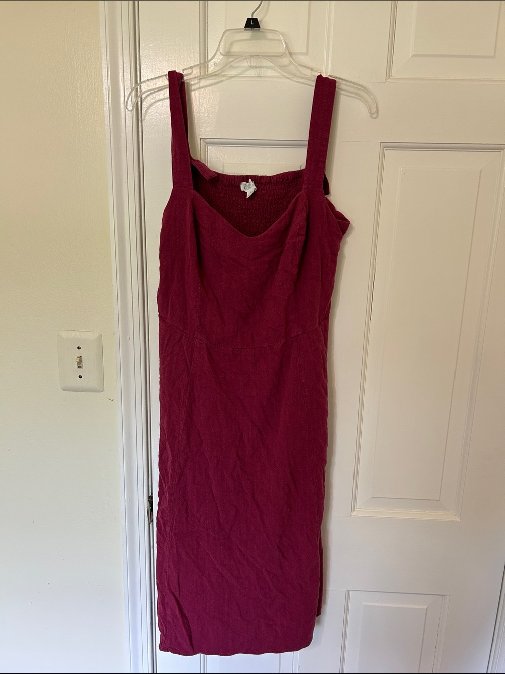 Market & Spruce Deep Raspberry Square-Neck Midi Dress with adjustable straps
